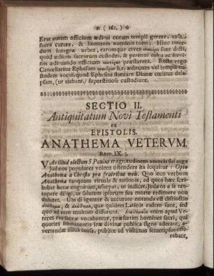 Sectio II. Antiquitatum Novi Testmenti Epistolis.