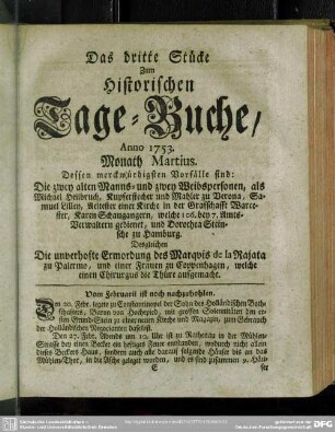 Das dritte Stücke. Monath Martius