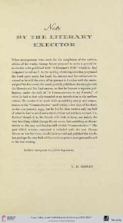 Note by the Literary Executor