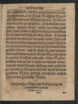 II. Umb wahre Buß und Bekehrung ein hertzlich Gebet zu Gott.