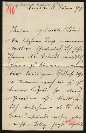 Brief an Toni Petersen : 11.06.1893
