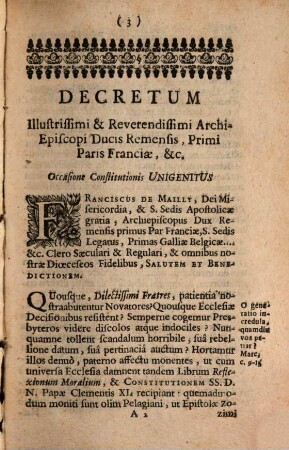 Decretorum Archiepiscopi Remensis occasione Constitutionis ... Unigenitus