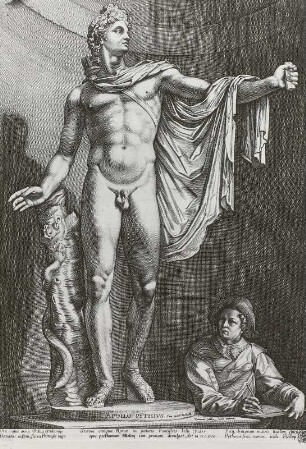 Apollo Pythius (Apoll von Belvedere) mit Bildnis eines Zeichners