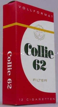 Werbeschachtel (übergroße Zigarettenschachtel) für "Collie 62"-Zigaretten