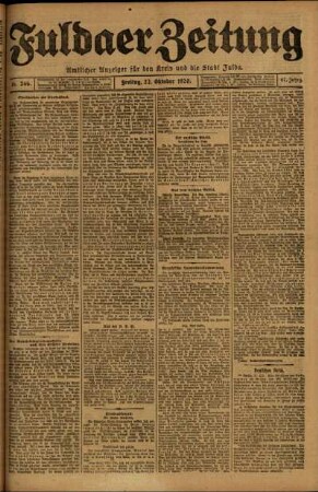 Ausgabe vom Freitag, den 22. Oktober 1920.