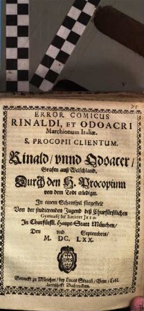 Error Comicus Rinaldi et Odoardi Marchionum Italiae S. Procopii Clientum