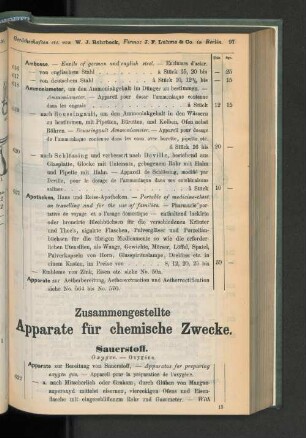 Zusammengestellte Apparate für chemische Zwecke.