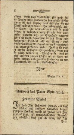 Antwort des Pater Spirituals.