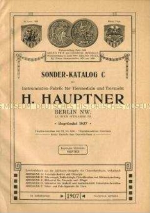 Sonder-Katalog C der Instrumenten-Fabrik für Tiermedizin und Tierzucht