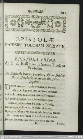 Epistolae Parisiis Tolosam Scriptae