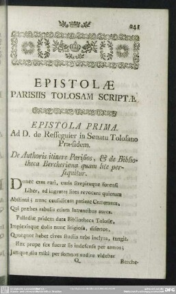 Epistolae Parisiis Tolosam Scriptae