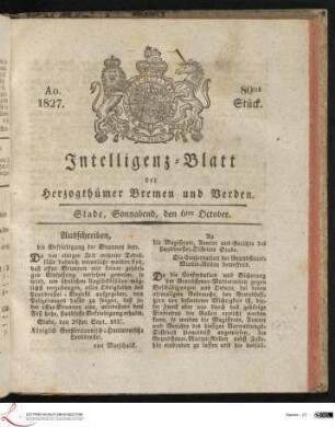 Intelligenz-Blatt der Herzogthümer Bremen und Verden und des Landes Hadeln
