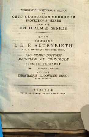 Dissertatio inauguralis medica de ortu quorundam morborum provectioris aetatis, praecipue ophthalmiae senilis