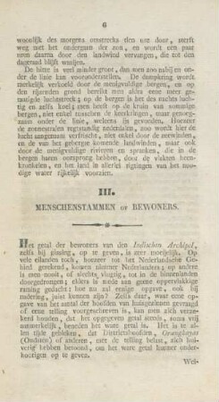 III. Menschenstammen of bewoners