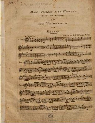 Mich fliehen alle Freuden : Duett der Molinara für eine Violine variirt