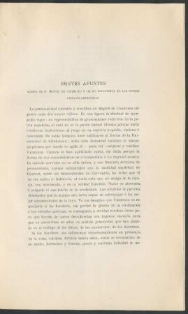 Breves apuntes acerca de D. Miguel de Unamuno y de su influencia en las letras hispano-americanas