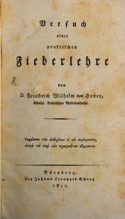 Versuch einer praktischen Fieberlehre