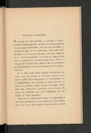 [Rede, gehalten zur Feier des Stiftungstages der Militär-Ärztlichen Bildungsanstalten.]