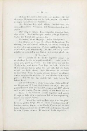 III. Verlauf:
