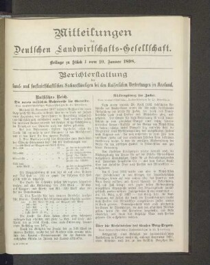 Beilage zu Stück 1 vom 10. Januar 1898.