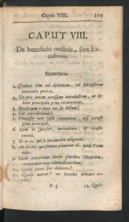 Caput VIII. De beneficio ordinis, sive Excussionis