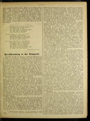 Berufsberatung in der Kriegszeit