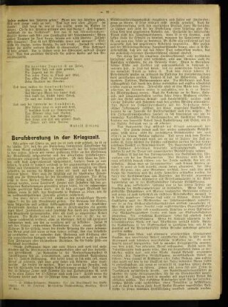Berufsberatung in der Kriegszeit