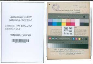 Entnazifizierung Heinrich Hofacker , geb. 11.11.1905 (Haendler)
