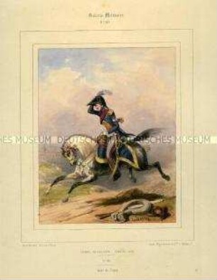 Uniformdarstellung, Generaladjutant zu Pferd, Kaiserreich Frankreich, 1810. Tafel Nr. 186 aus: Galerie Militaire.