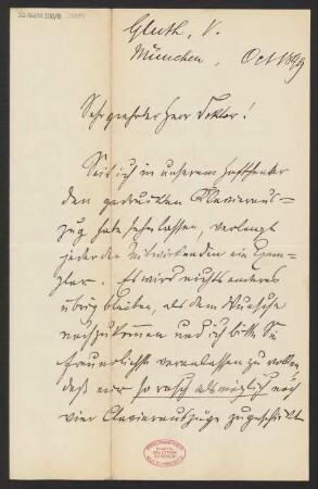 Brief an Ludwig Strecker  und B. Schott's Söhne : 20.10.1899