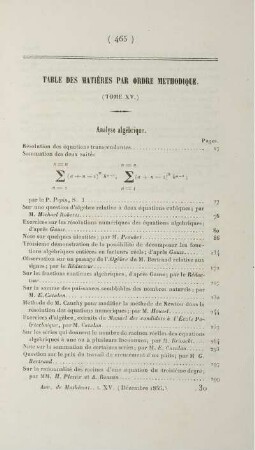 Table des matières par ordre mèthodique.