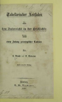 Tabellarischer Leitfaden für den Unterricht in der Geschichte : nebst einem Anhang genealogischer Tabellen