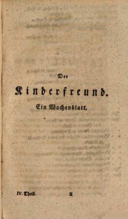 Der Kinderfreund : ein Wochenblatt, 4. 1781 = 3. Aufl.