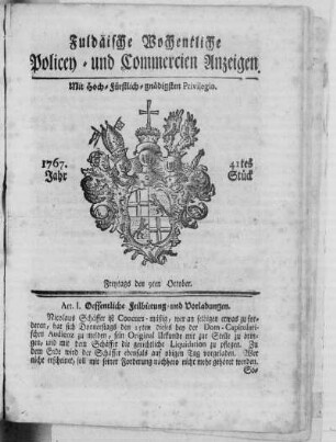 41tes Stück, Ausgabe vom 9. October 1767
