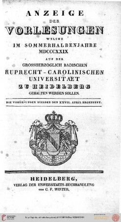 Sommersemester 1829