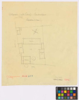 Pillgram (Kreis Lebus): unbekannter Hof. Lageplan mit Laubenhaus
