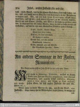 Am andern Sonntage in der Fasten, Reminiscere