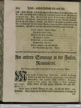 Am andern Sonntage in der Fasten, Reminiscere