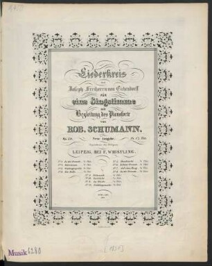 Liederkreis von Joseph Freiherrn von Eichendorff : Für eine Singstimme mit Begleitung des Pianoforte ; Op. 39