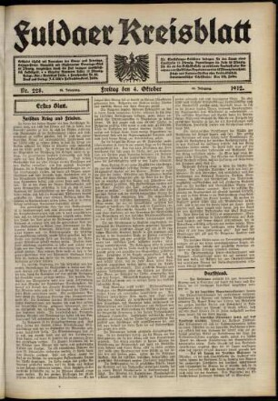 Erste Ausgabe vom Freitag, den 04. Oktober 1912.