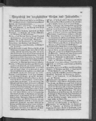 Verzeichniß der vorzüglichsten Messen und Jahrmärkte.
