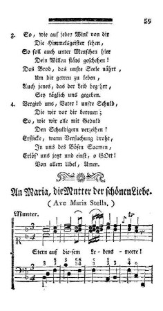 An Maria, die Mutter der schönen Liebe.