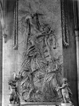 Kreuzabnahme (Relief) : Kreuzabnahme (Relief). Alabaster (1766/1793; J. G. Dirr, J. G. Wieland). Salem, Pfarrkirche Mariä Himmelfahrt, Südliches Seitenschiff