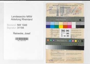 Entnazifizierung Josef Reinecke , geb. 01.05.1885 (Stadtinspektor)
