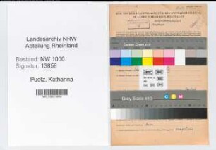 Entnazifizierung Katharina Puetz, geb. 25.11.1900 (Postassistentin)