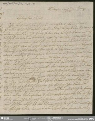 Eigenh. Brief von Sophie Bernhardi an August Wilhelm von Schlegel, München, 01.03.1811