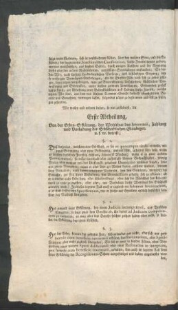 Erste Abtheilung, Von der Erbes-Erklärung, der Wohltat des Inventarii, Zahlung und Vorladung der Erbschaftlichen Gläubiger, u.s.w. betrift;