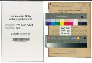 Entnazifizierung Charlotte Brosch , geb. 02.09.1921 (Stenotypistin)
