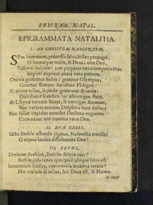Epigrammata Natalitia.