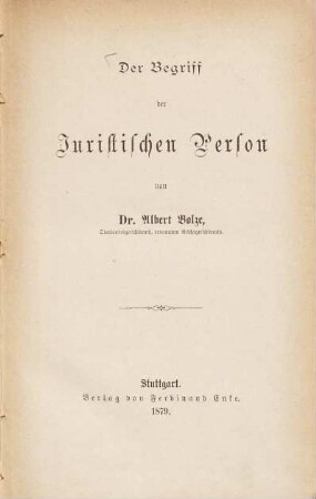 Der Begriff der juristischen Person